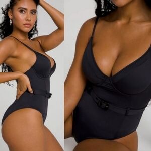 Never Worn- Good American Black One Piece Swimsuit. No belt